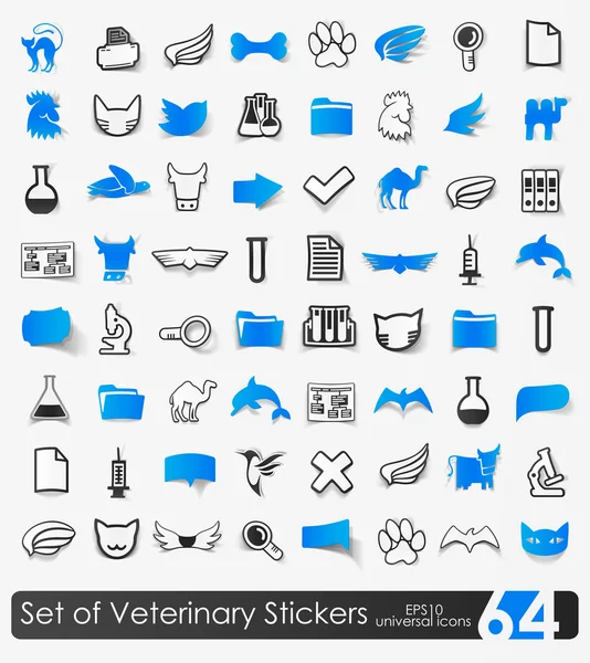 Conjunto de pegatinas veterinarias — Vector de stock