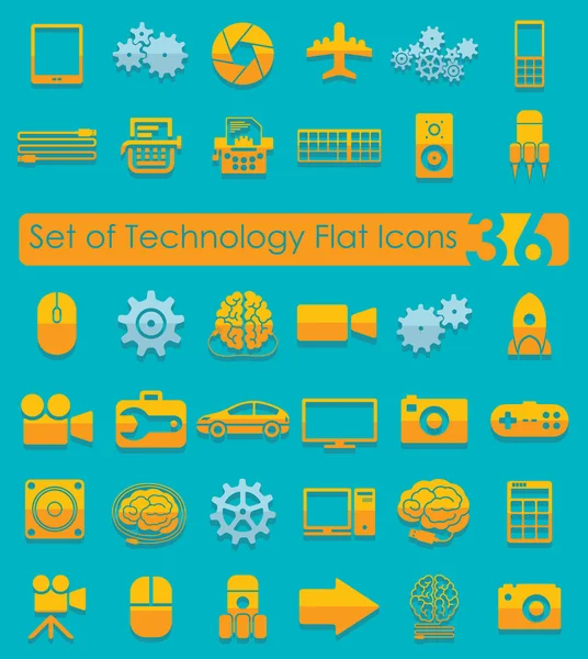 Conjunto de iconos planos de tecnología — Vector de stock