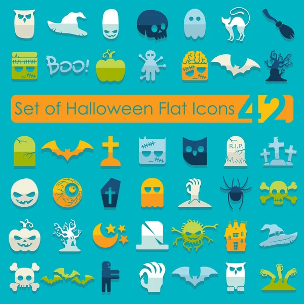 Conjunto de iconos planos de Halloween — Vector de stock