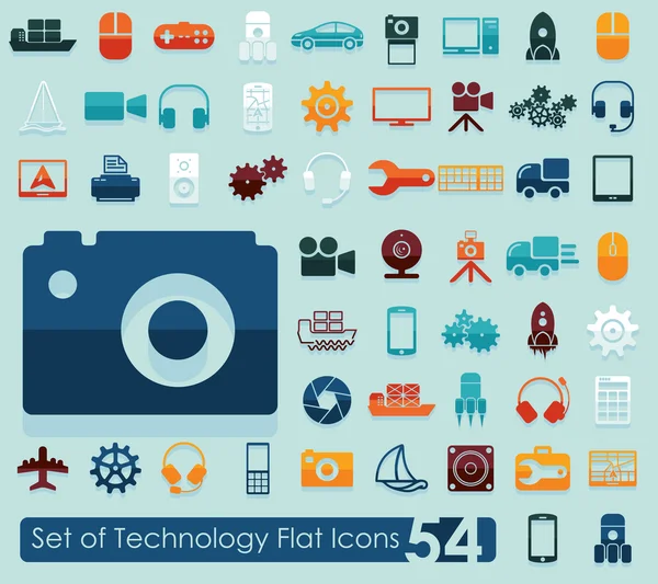 Conjunto de iconos planos de tecnología — Archivo Imágenes Vectoriales