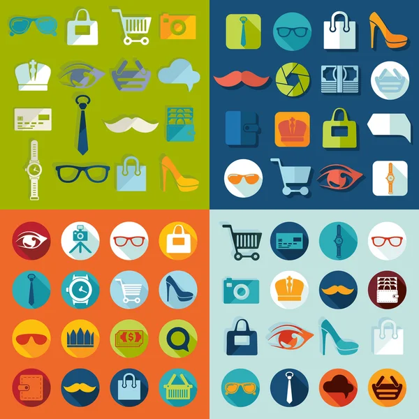 Set of fashion flat icons — Stock Vector