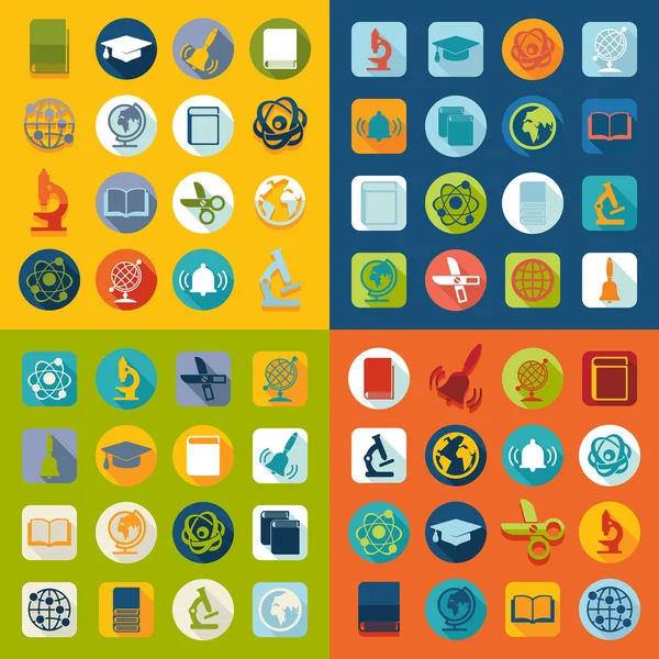 Set of education flat icons — Stock Vector