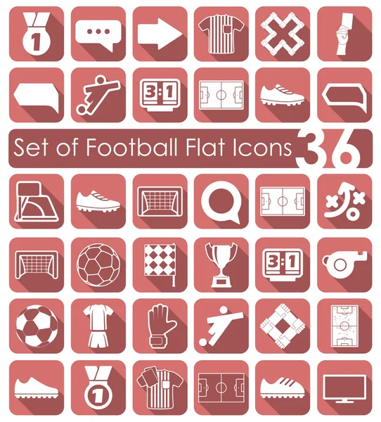 Conjunto de ícones de futebol plana — Vetor de Stock