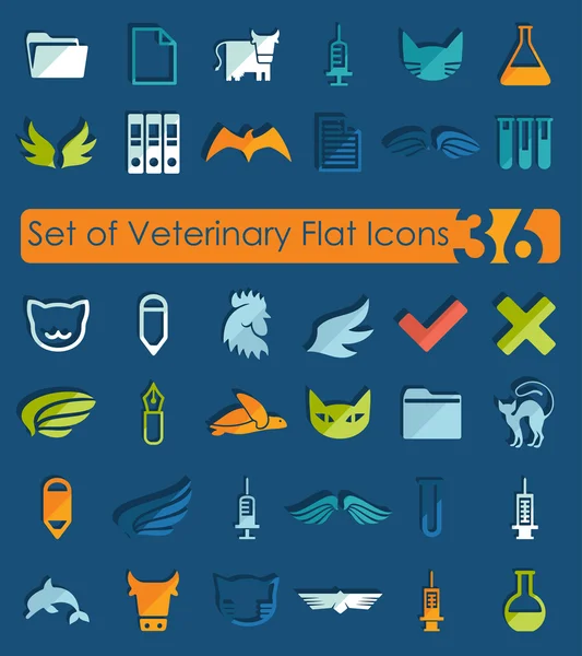 Set van veterinaire plat pictogrammen — Stockvector