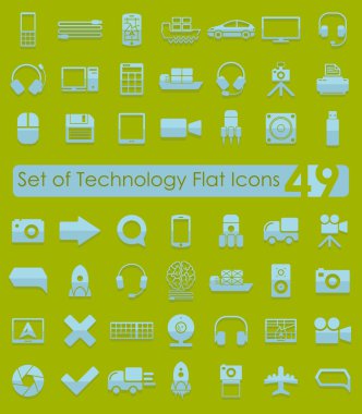 teknoloji düz simgeler kümesi
