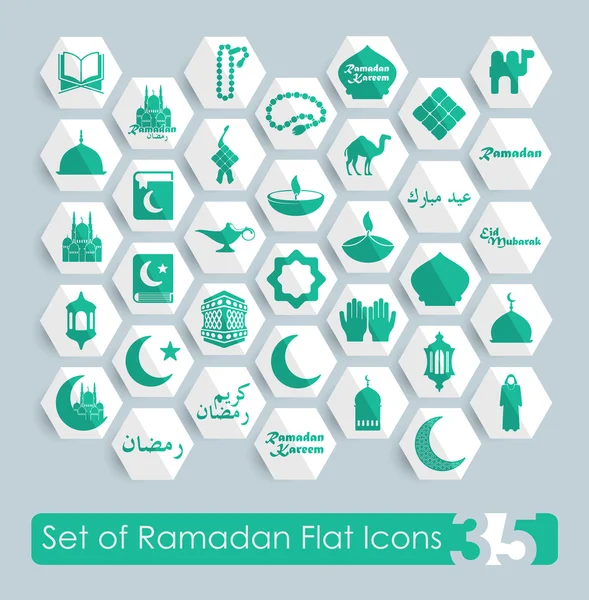 Set de iconos planos de ramadán — Archivo Imágenes Vectoriales