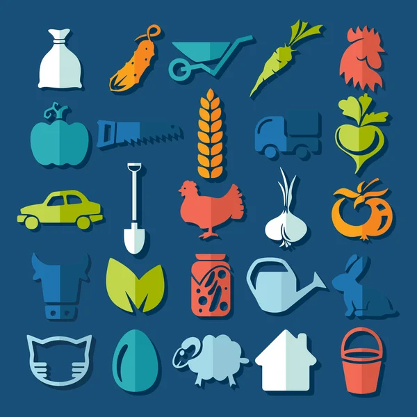 Conjunto de iconos agrícolas — Vector de stock