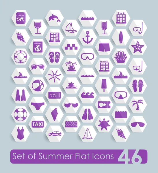 Set van zomer plat pictogrammen — Stockvector