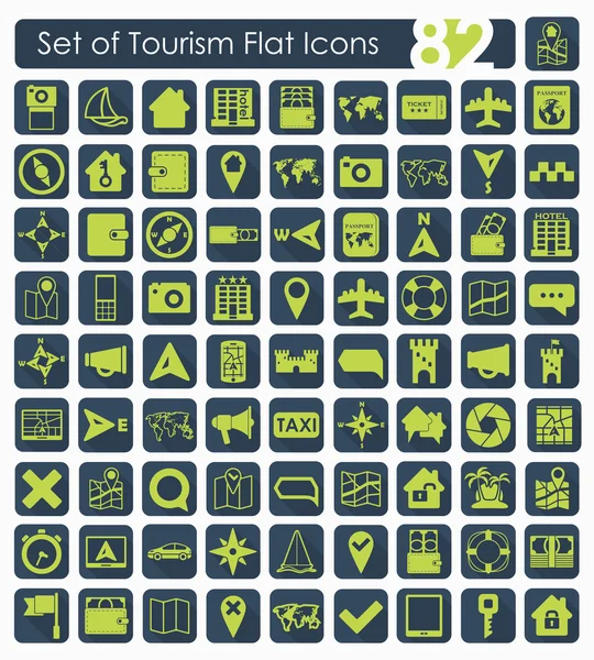 Set of tourism flat icons — Stock Vector