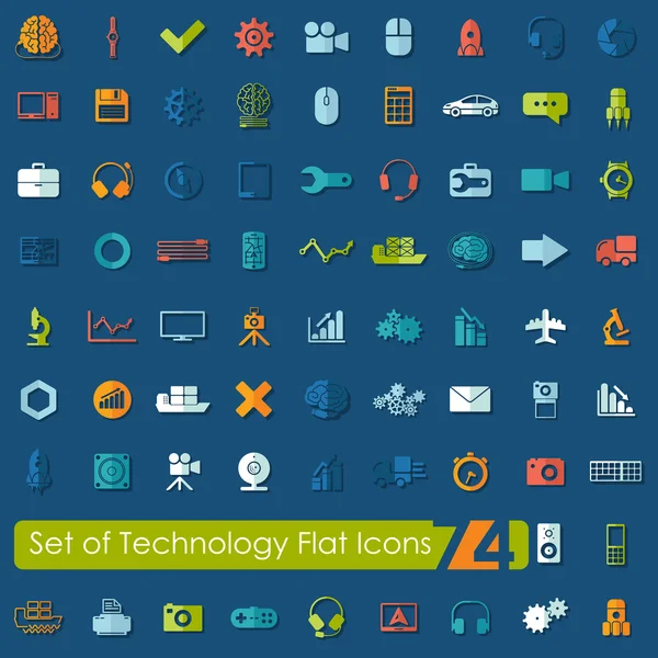 Set van technologie plat pictogrammen — Stockvector