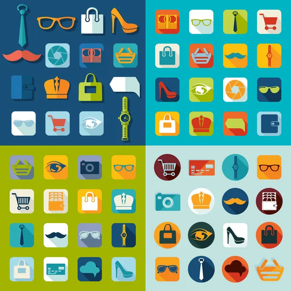 Set of fashion flat icons — Stock Vector