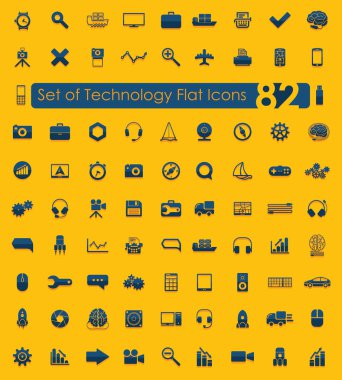 teknoloji düz simgeler kümesi