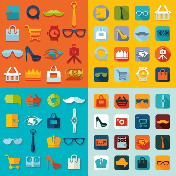Set of fashion flat icons — Stock Vector