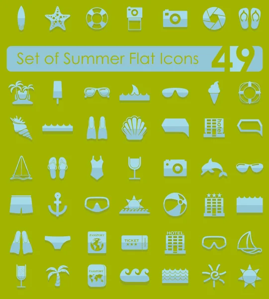 Set van zomer plat pictogrammen — Stockvector