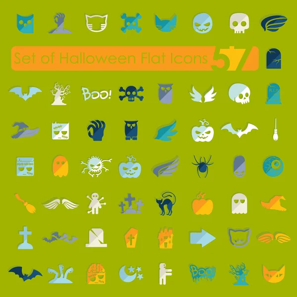 Conjunto de iconos planos de Halloween — Vector de stock