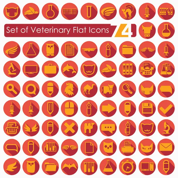 Set di icone piatte veterinarie — Vettoriale Stock