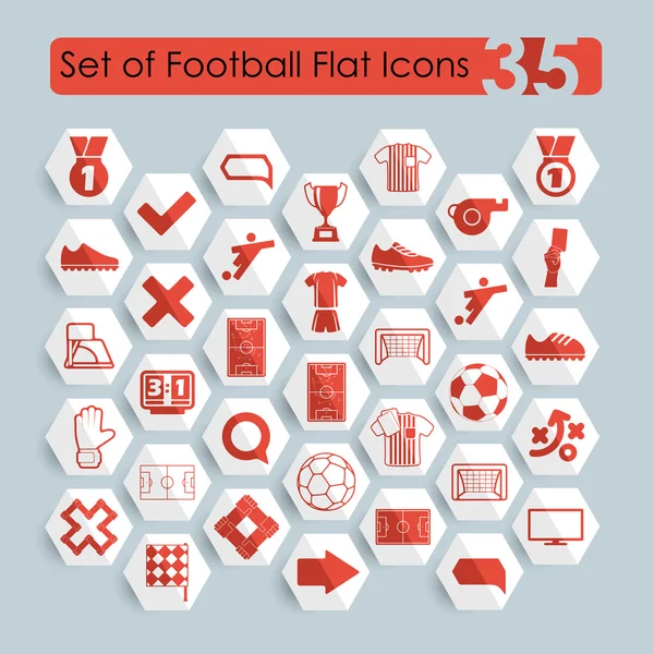 Conjunto de iconos planos de fútbol — Archivo Imágenes Vectoriales