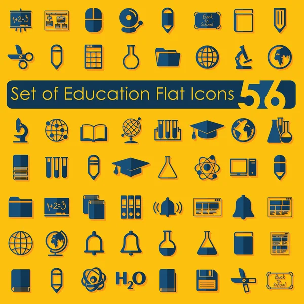 Conjunto de iconos planos de educación — Vector de stock