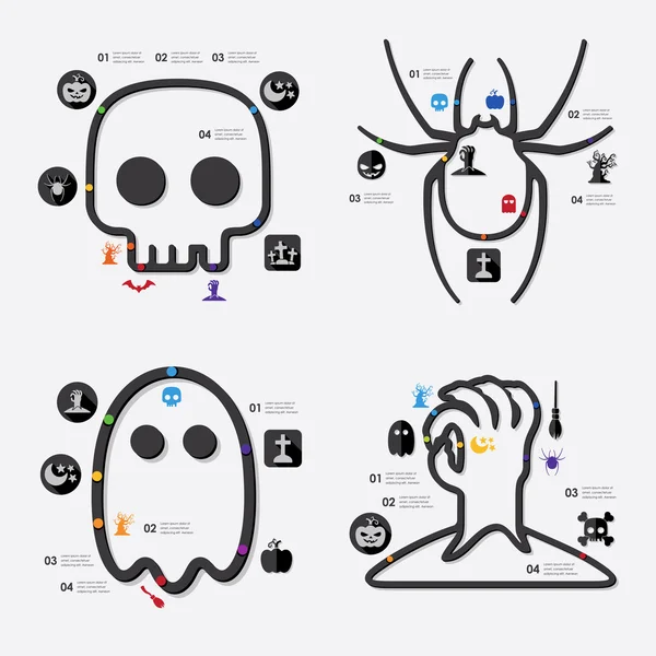 Symbole für Halloween-Infografik — Stockvektor