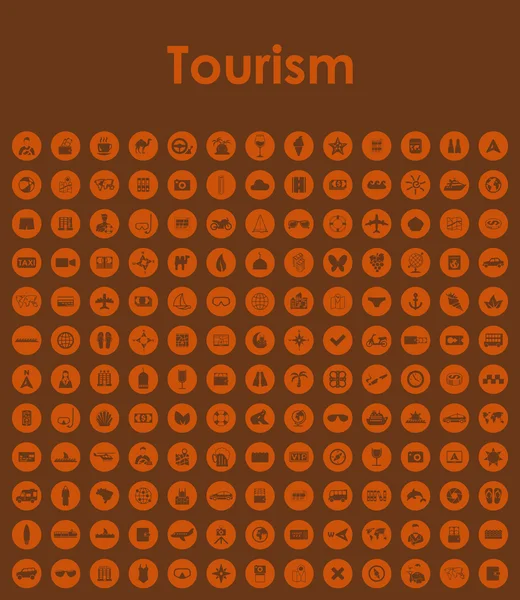 Set van de eenvoudige pictogrammen toerisme — Stockvector