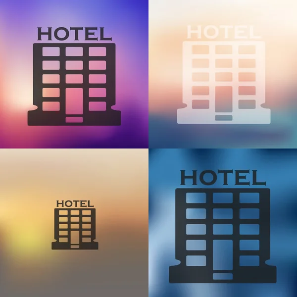 Icona dell'hotel su sfondo sfocato — Vettoriale Stock