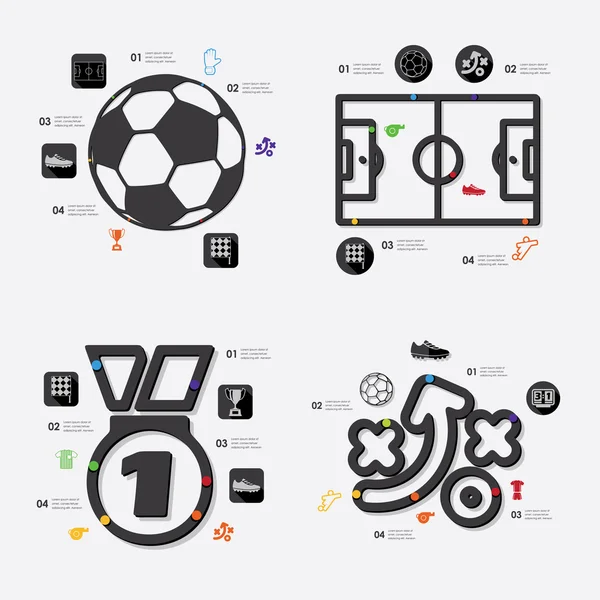 Ícones infográficos de futebol — Vetor de Stock