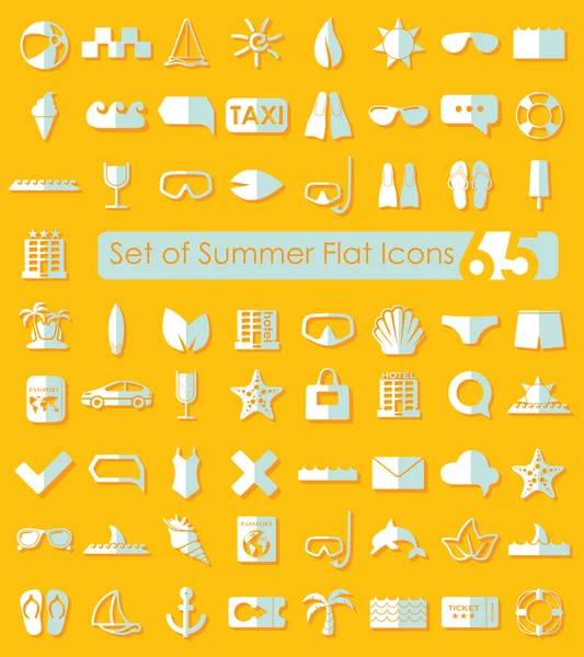 Set van zomer plat pictogrammen — Stockvector