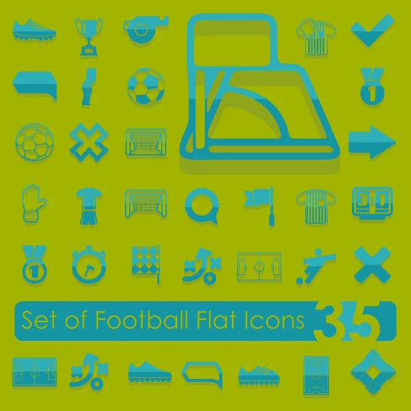 Conjunto de iconos planos de fútbol — Archivo Imágenes Vectoriales