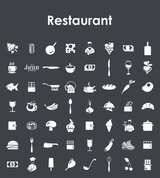 Conjunto de iconos simples de restaurante — Vector de stock