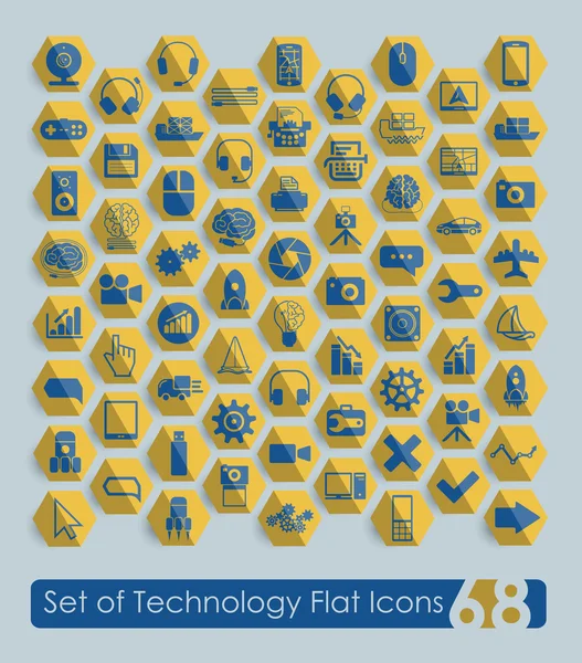 Set van technologie plat pictogrammen — Stockvector