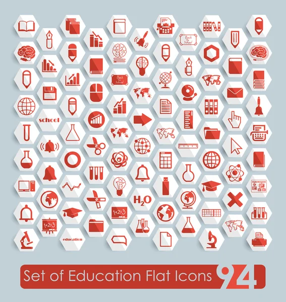 Set de icoane plate de educație — Vector de stoc