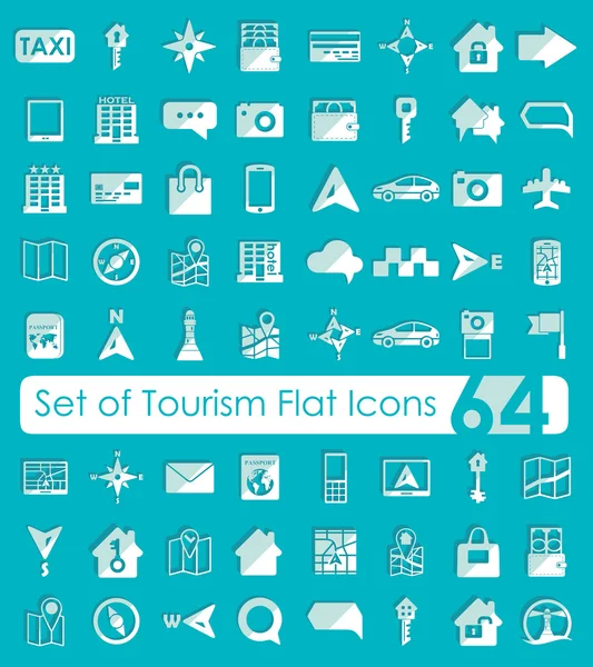 Conjunto de iconos planos de turismo — Archivo Imágenes Vectoriales