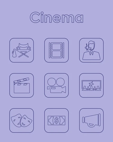 Conjunto de iconos simples de cine — Archivo Imágenes Vectoriales