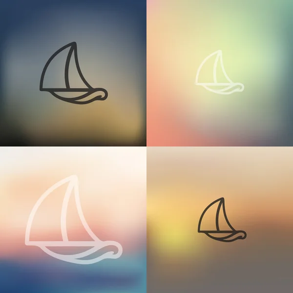 Sailboat icon on blurred background — Stock Vector