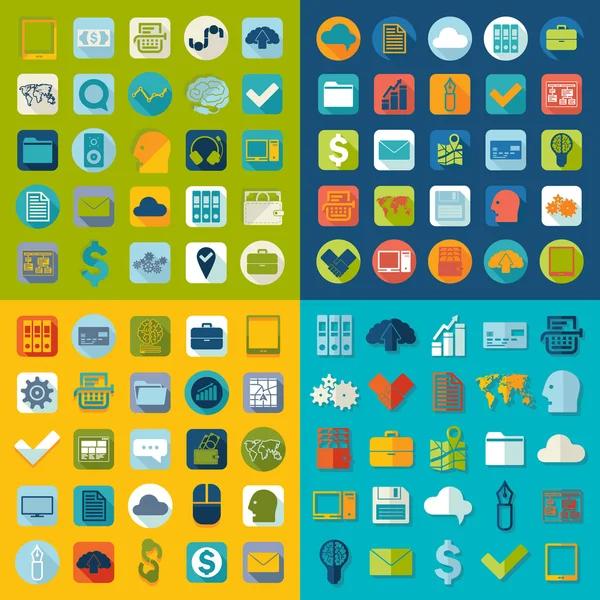 Conjunto de iconos planos de negocios — Vector de stock