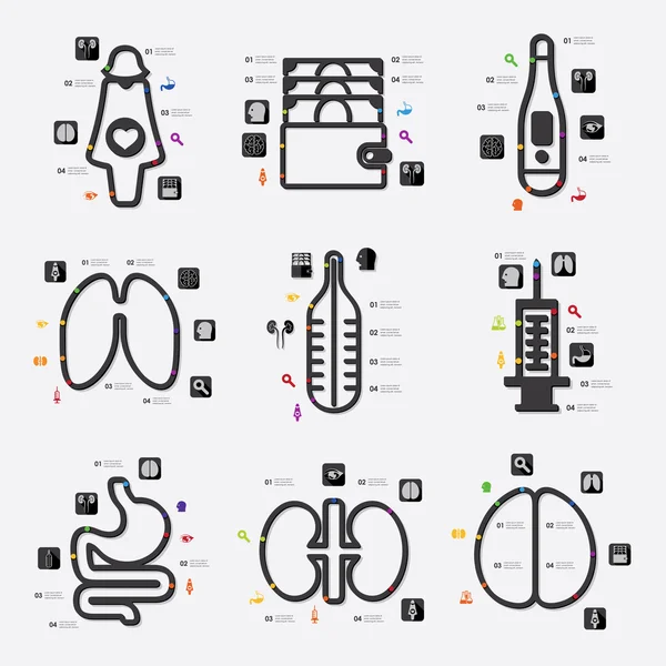 Icônes d'infographie de médecine — Image vectorielle