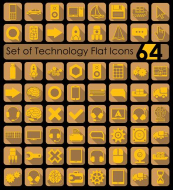 teknoloji düz simgeler kümesi