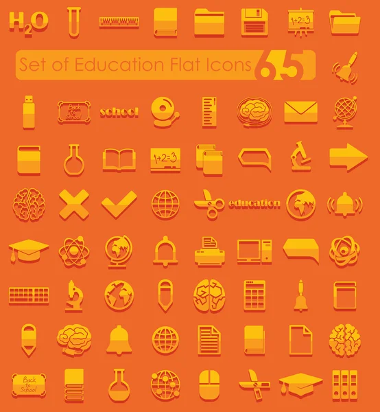 Conjunto de iconos planos de educación — Vector de stock