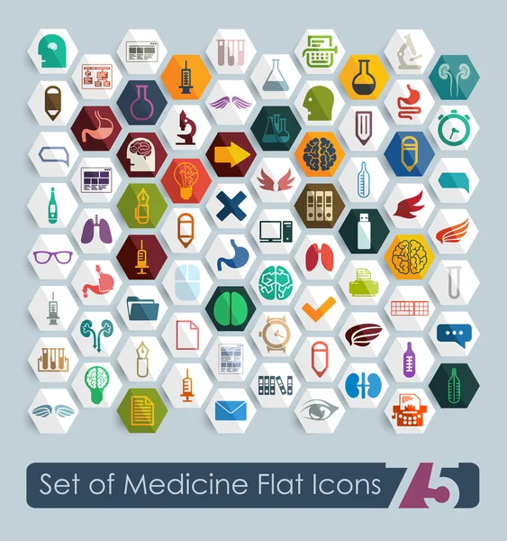 Conjunto de iconos planos médicos — Vector de stock