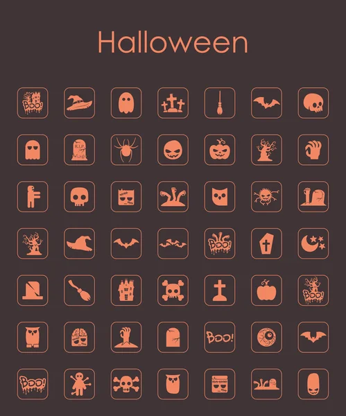 Conjunto de iconos simples de Halloween — Vector de stock