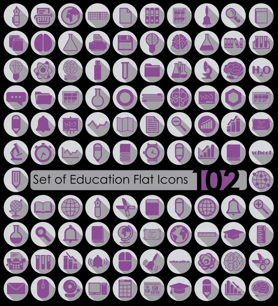 Conjunto de iconos planos de educación — Vector de stock