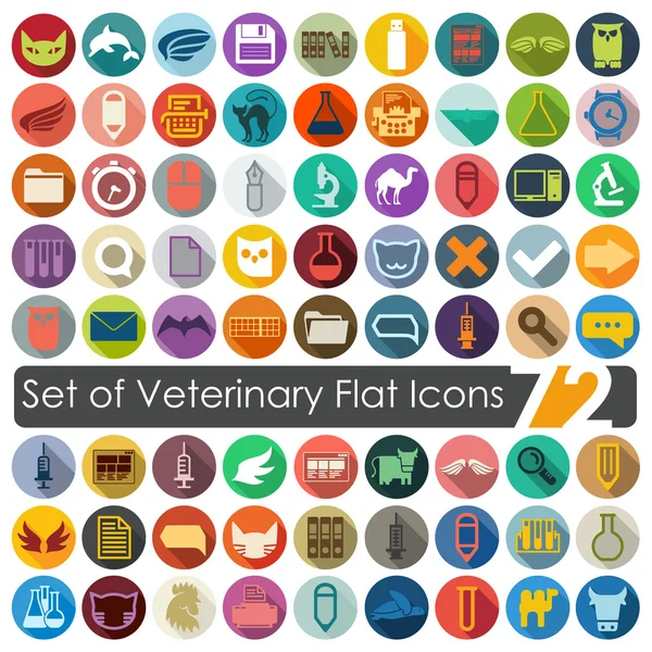 Conjunto de iconos planos veterinarios — Vector de stock