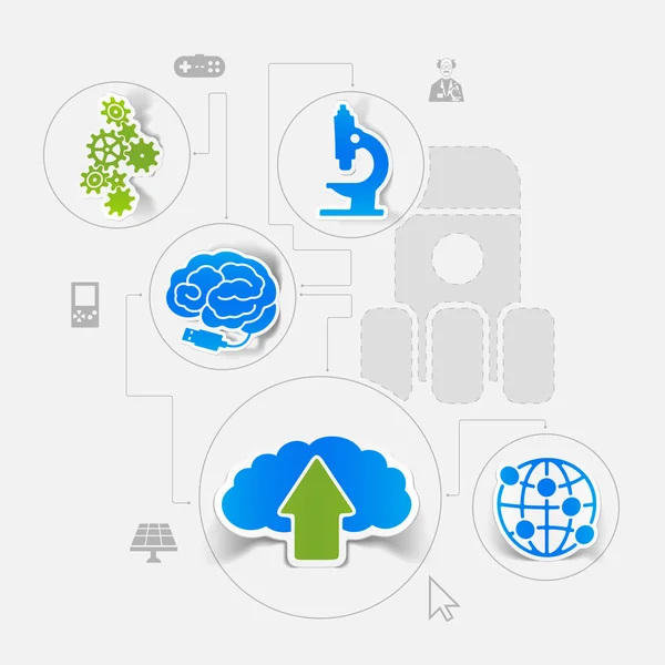 Technologie autocollant infographie — Image vectorielle