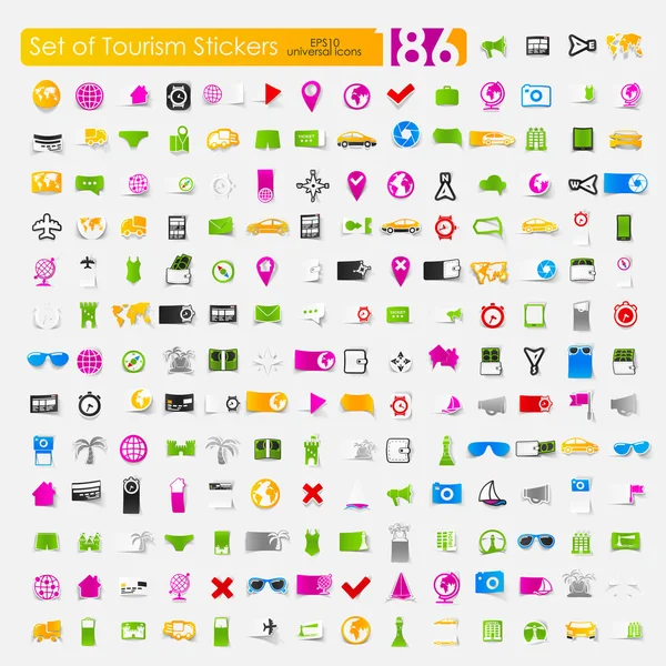 Jeu de stickers tourisme — Image vectorielle