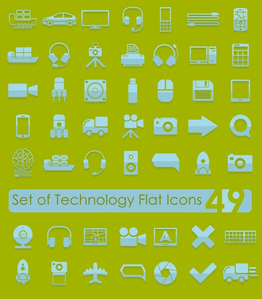 Set van technologie plat pictogrammen — Stockvector