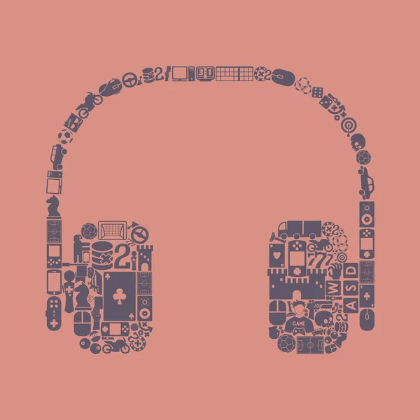 Auriculares icono en forma de — Vector de stock