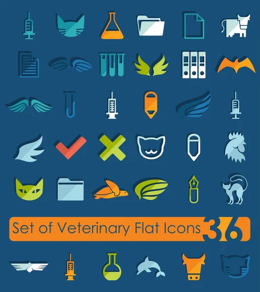 Conjunto de iconos planos veterinarios — Vector de stock