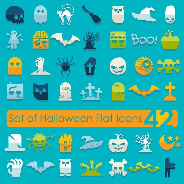 Conjunto de iconos planos de Halloween — Archivo Imágenes Vectoriales