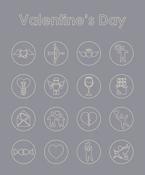 Reihe von einfachen Ikonen zum Valentinstag — Stockvektor