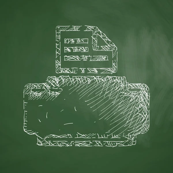 Printer icon on chalkboard — Stock Vector